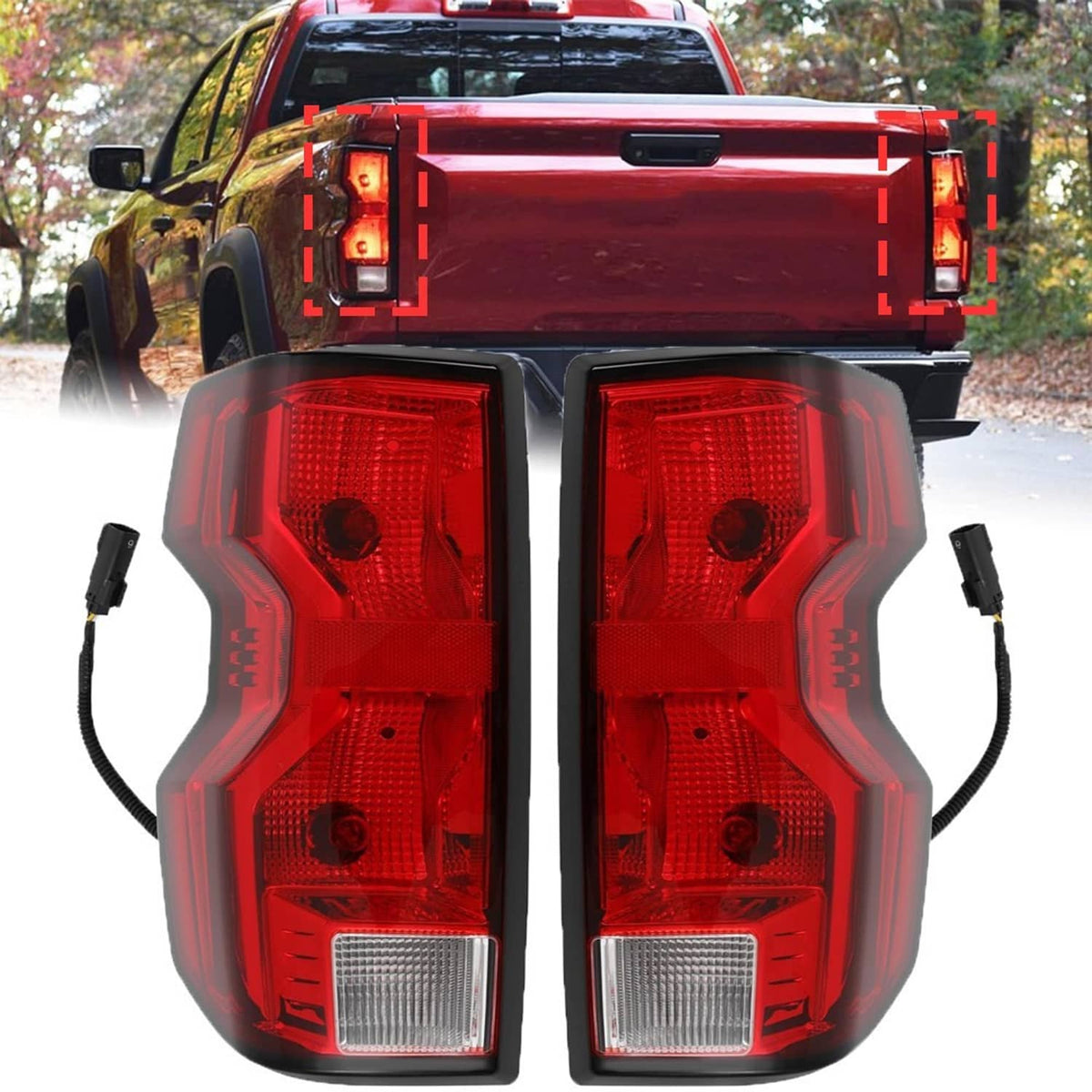 Bethesda Industrial Driver & Passenger Side Halogen Tail Lights w/ Bulb For 2023 2024 Chevy Colorado