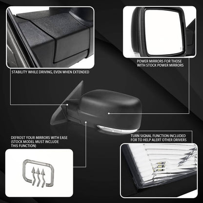 Bethesda Industrial Right/Passenger Side Fold+Heated+LED Signal Mirror For 2013-2019 Ram 1500 Power
