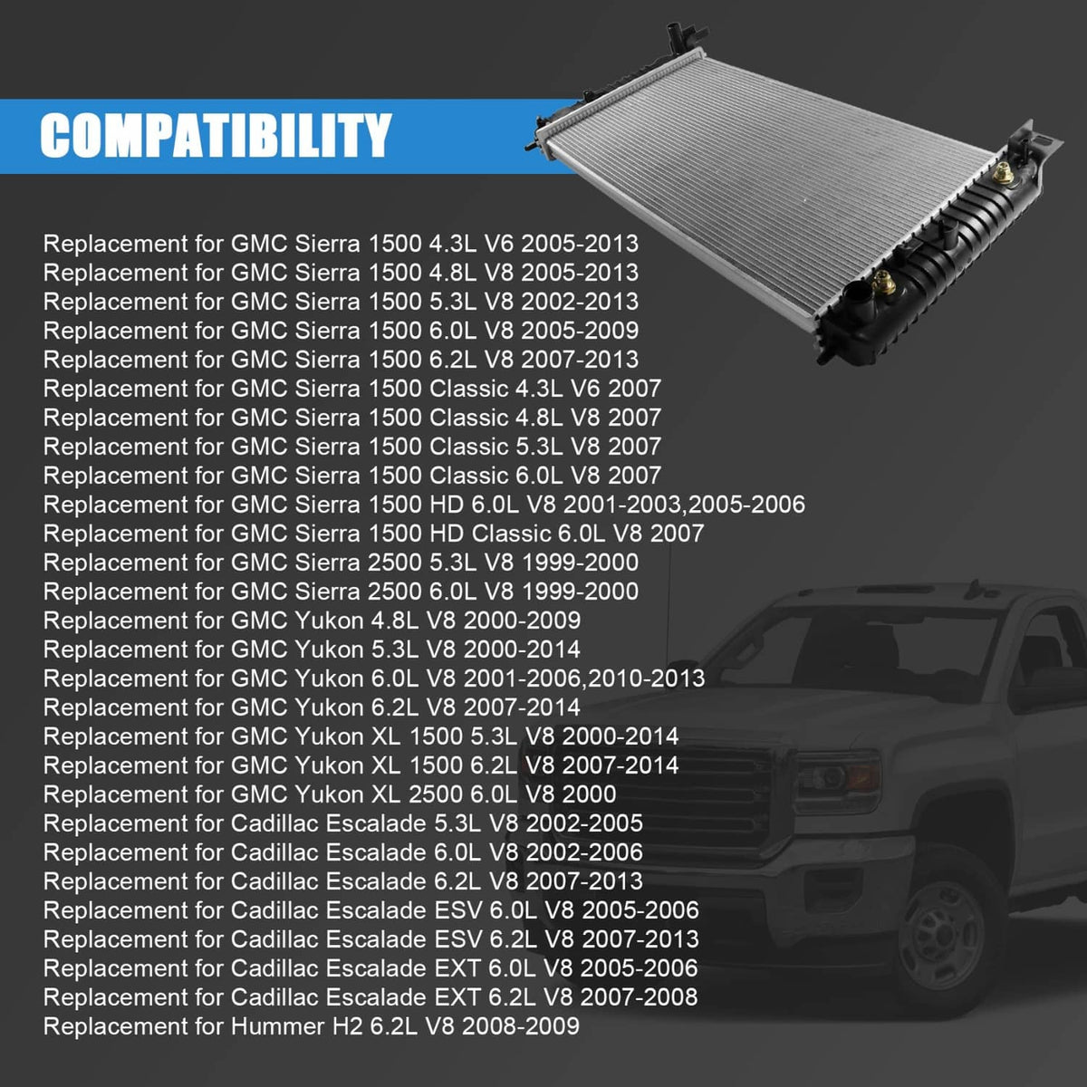 Bethesda Industrial 34 Inch Core Radiator For Chevy Silverado Suburban Cadillac Avalanche Escalade