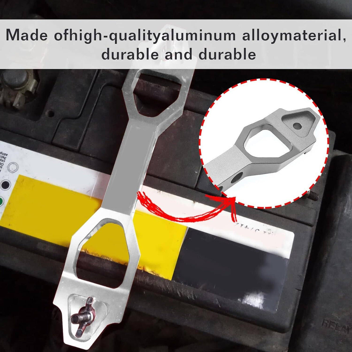 Bethesda Industrial Billet Aluminum Car Battery Tie Down Mount Bracket Brace Bar 220-190mm Silver