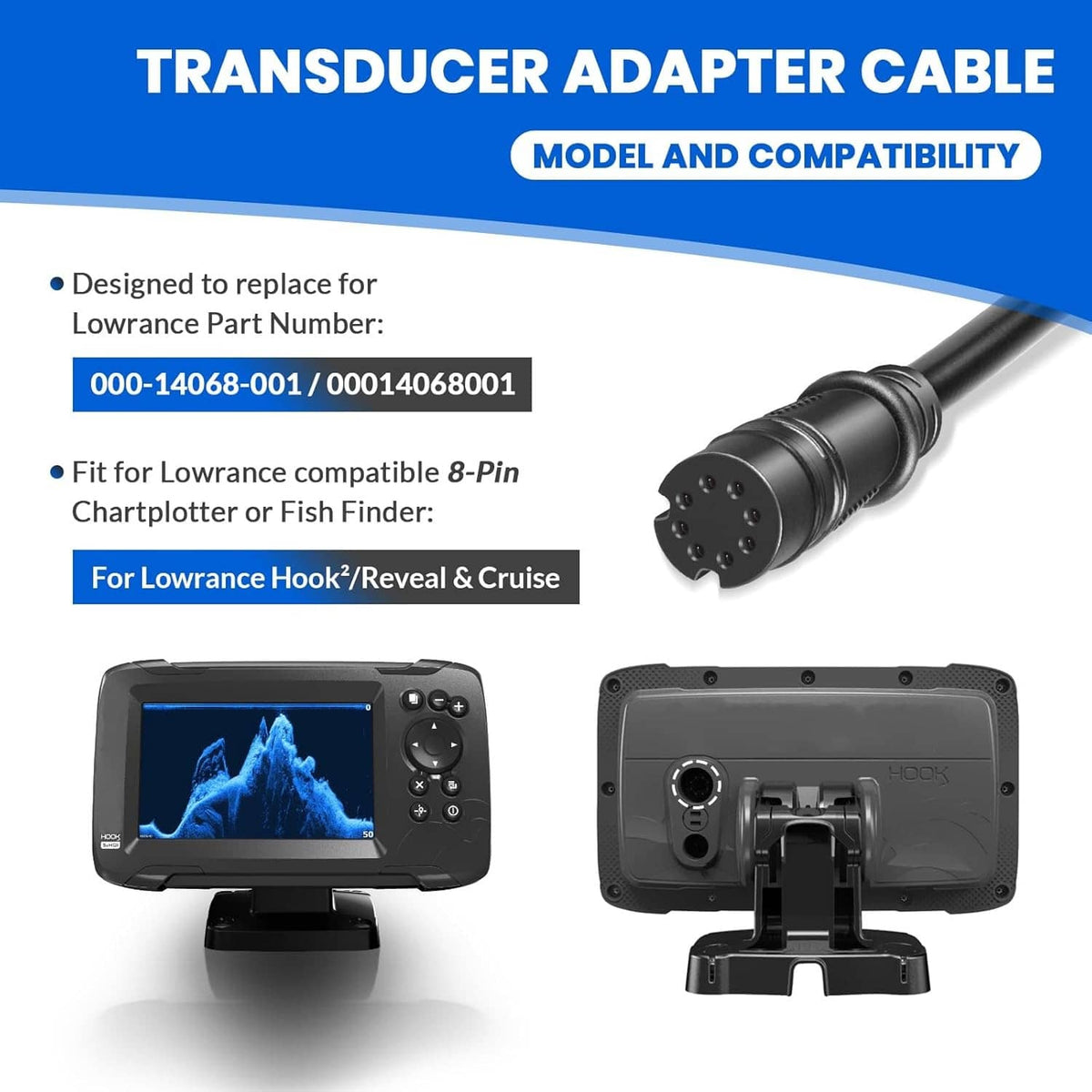 Bethesda Industrial 000-14068-001 7-Pin Transducer Adapter Cable for Lowrance Hook²/Reveal & Cruise