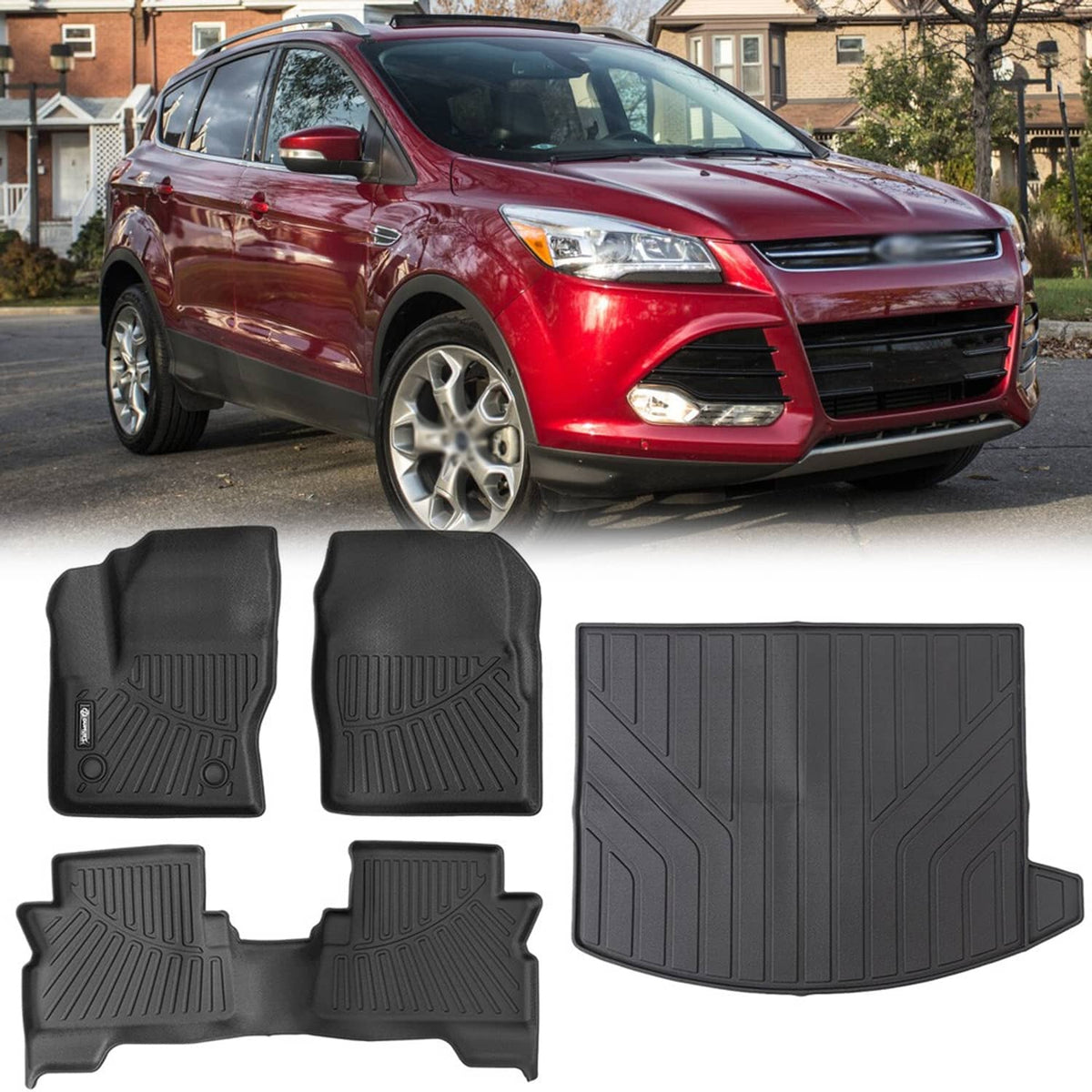 Bethesda Industrial 4Pcs Floor Mats & Cargo Liner for 2013 2014 2015 2016 2017 2018 2019 Ford Escape