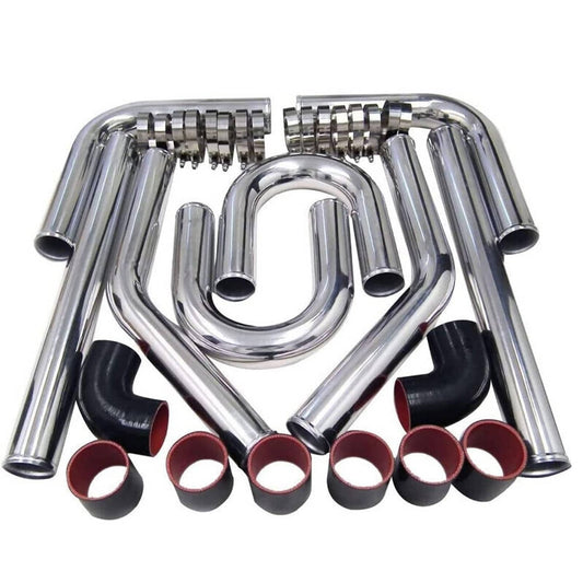 Bethesda Industrial 2.5" Universal Aluminum Turbo Intercooler Elbow Pipe Kit + Silicone Hose + Clamp