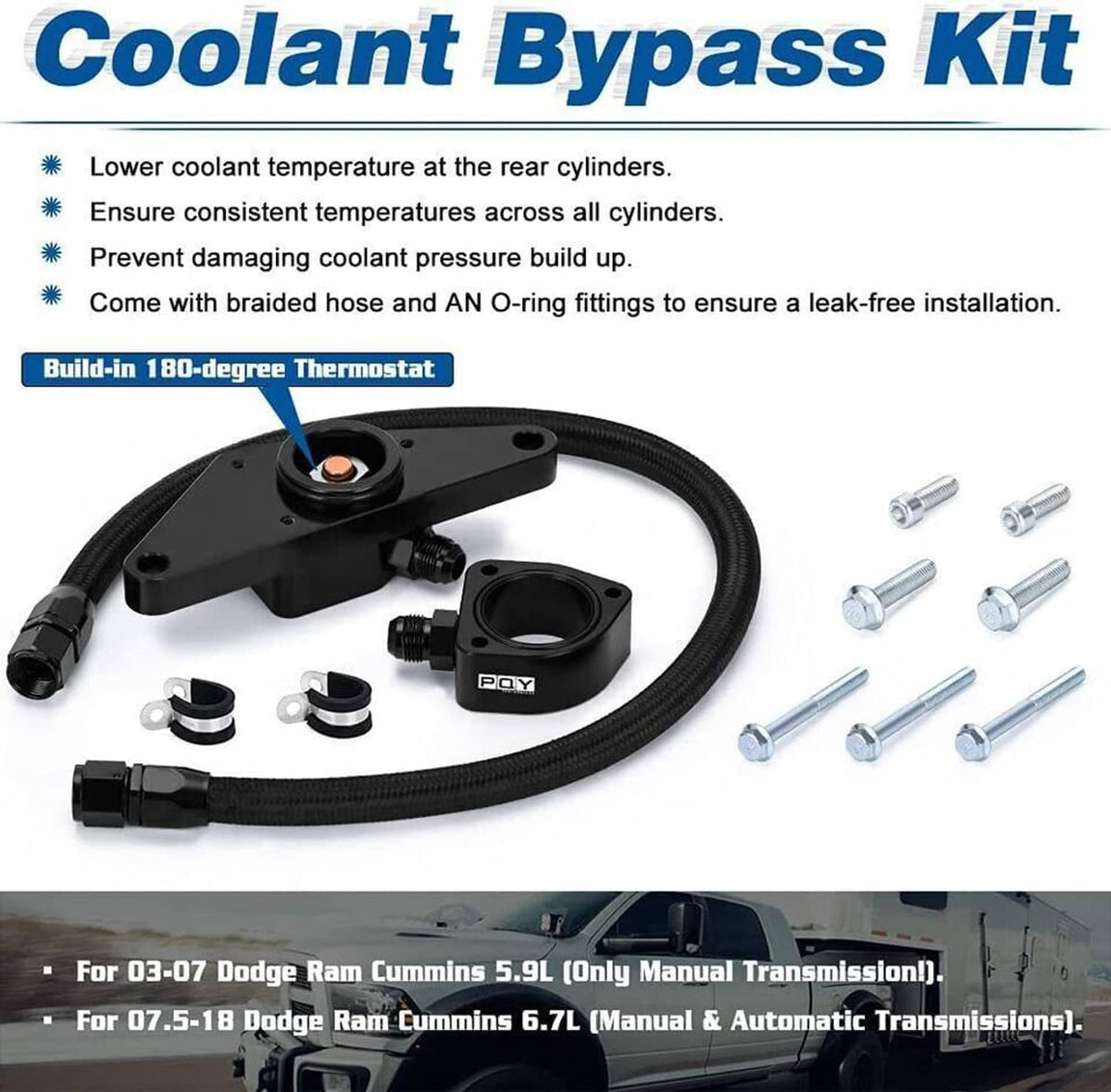 Bethesda Industrial Freeze Coolant Bypass Kit For 2003-2007 Dodge Ram 5.9L 2007.5-2018 Cummins 6.7L