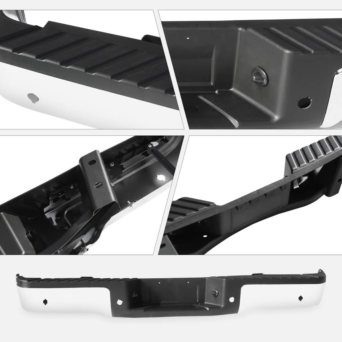 Bethesda Industrial Chrome Rear Step Bumper Assembly With Sensor Holes For Ford F-150 F150 2009-2014
