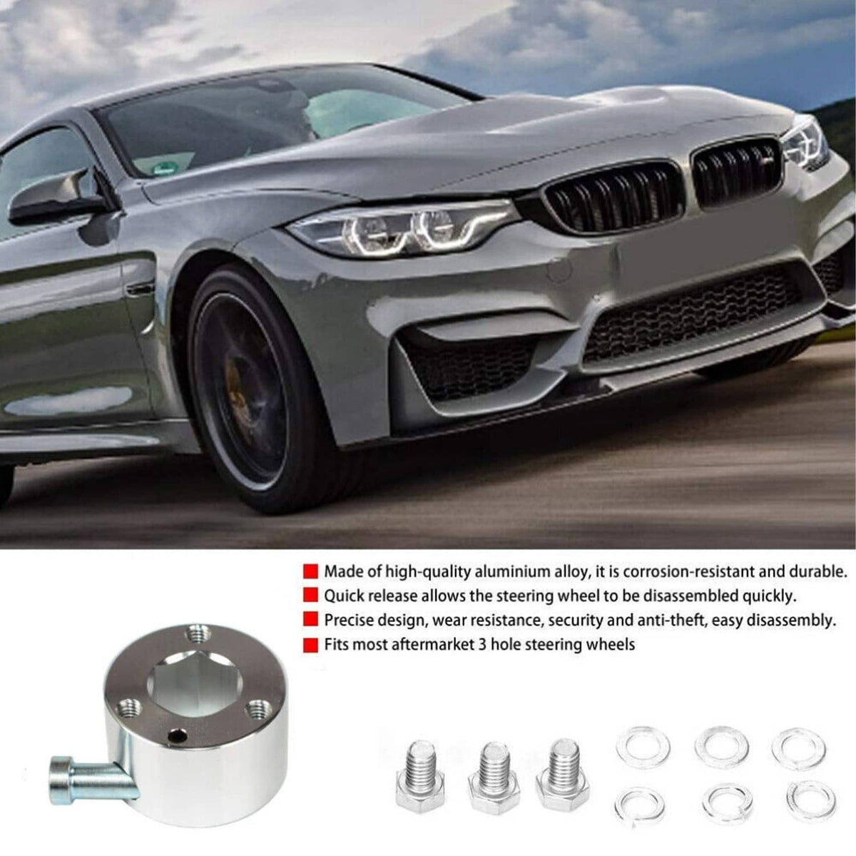 Bethesda Industrial Silver Steering Wheel Quick Release Disconnect Hub 3/4" Shaft Size For IMCA NHRA