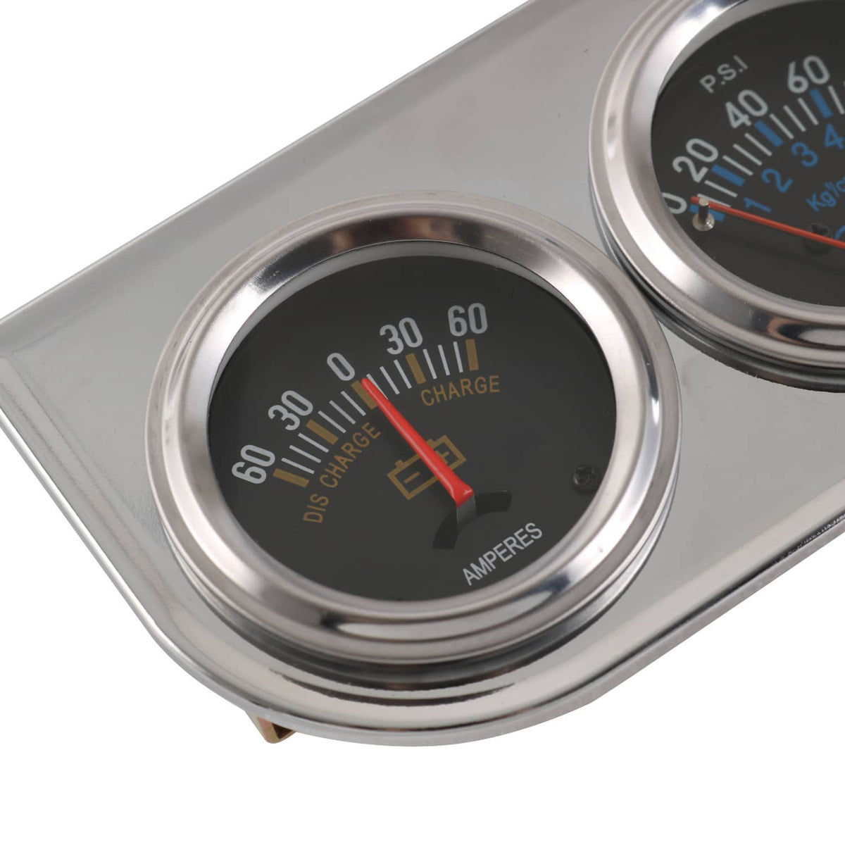Bethesda Industrial 2" 52mm Chrome Car Triple Gauge Set Kit AMP Meter Water Temp Oil Pressure 3 in 1