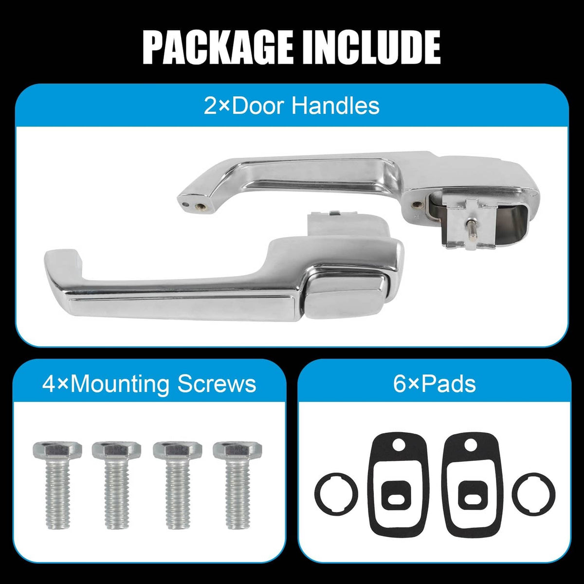 Bethesda Industrial Chrome Pair Outside Door Handles For 1967-1972 Chevy C/K 10 20 30, GMC C/K 15 25