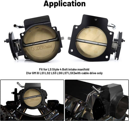 Bethesda Industrial Black 102MM Throttle Body with Position Sensors TPS IAC+Throttle Gas Cable Kits