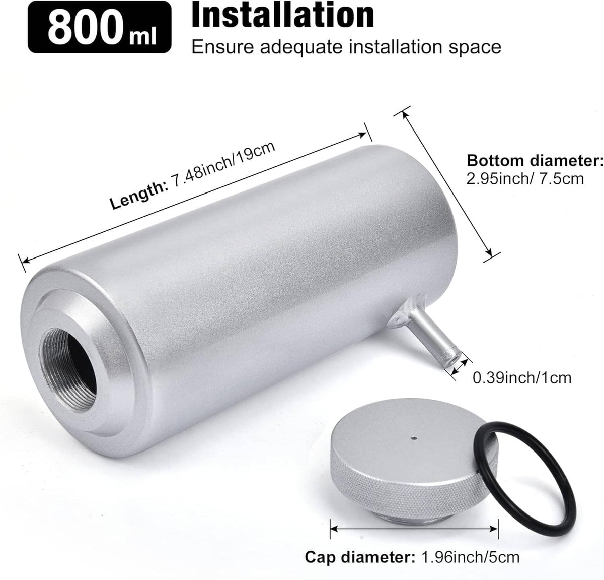 Bethesda Industrial New Universal Radiator Coolant Catch Tank Overflow Reservoir 800ml Aluminum