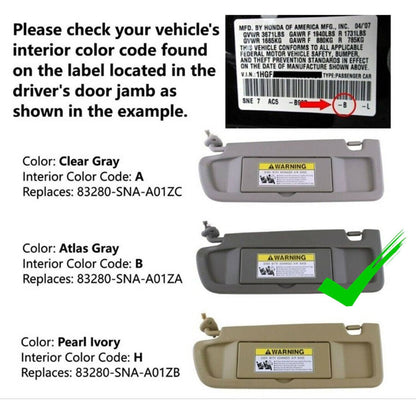 Bethesda Industrial Pair Sun Visor Dark Gray For 2006-2011 Honda Civic Visors Left & Right Visor Set