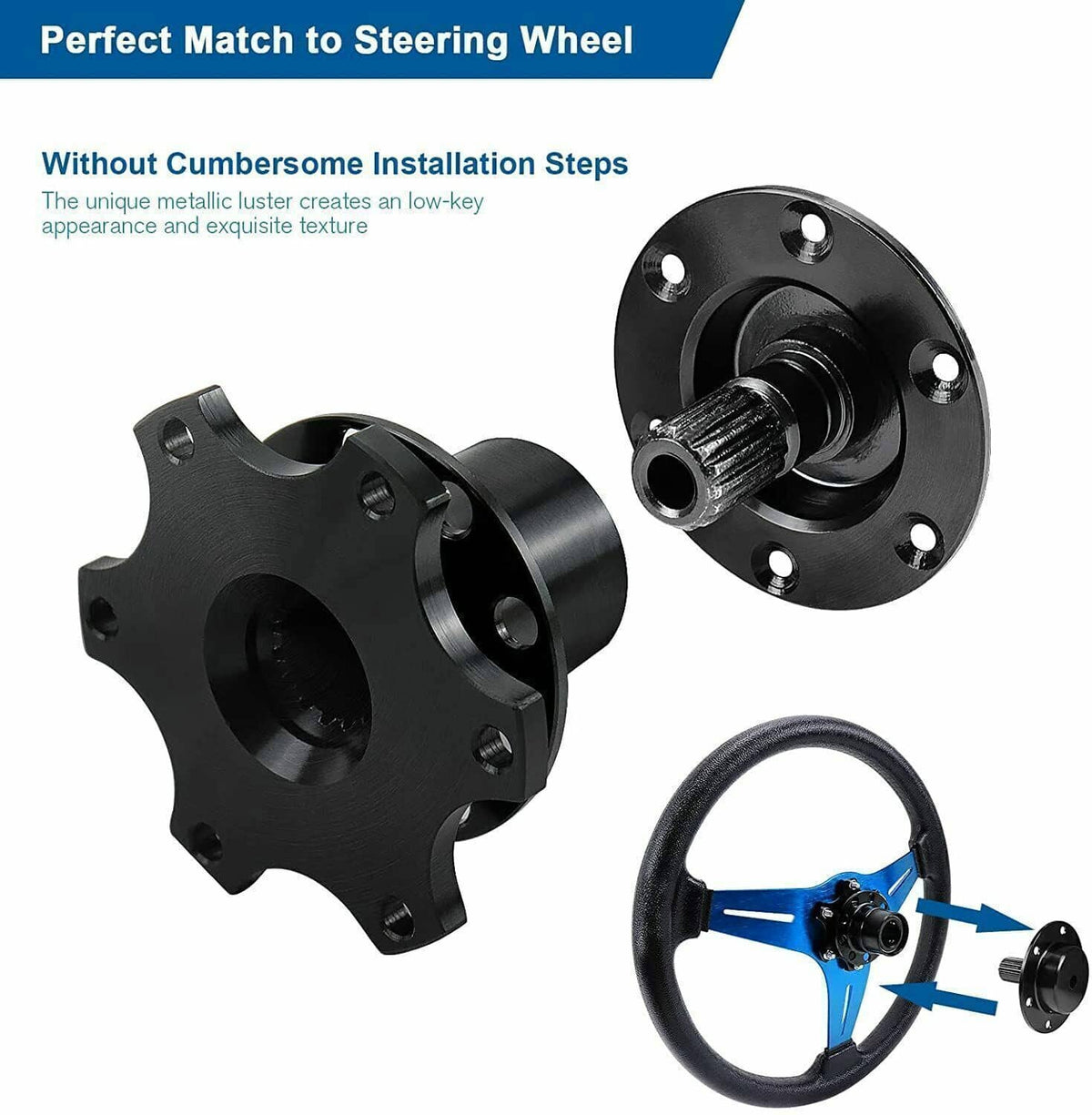 Bethesda Industrial 14" 350mm Racing Suede Leather Steering Wheel With Horn Button+Quick Release Kit