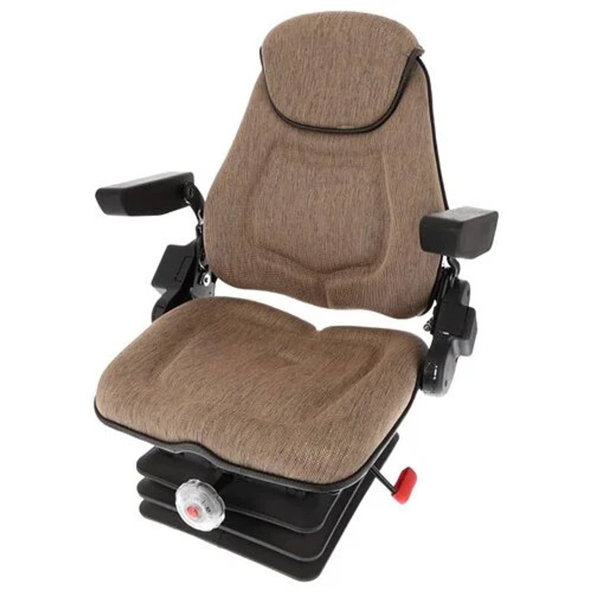 Bethesda Industrial Seat Assembly - Headrest Armrests Lumbar Mechanical Suspension Fabric Brown