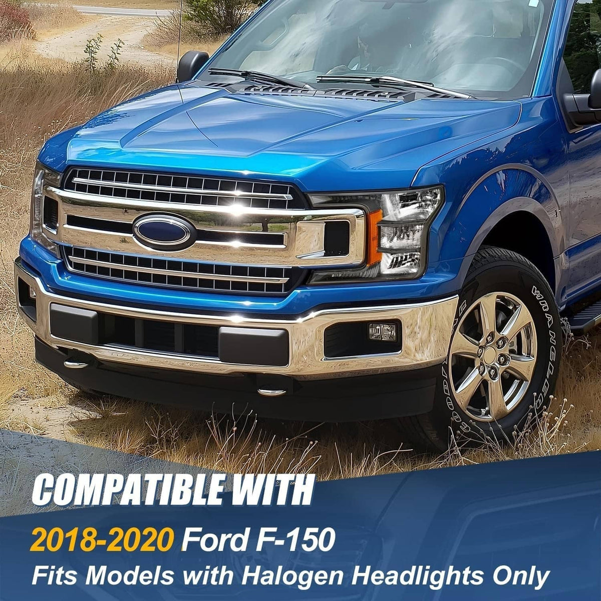 Bethesda Industrial Headlights For 2018-2020 Ford F150 Halogen Headlamps Black Clear  Right+Left