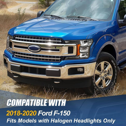 Bethesda Industrial Headlights For 2018-2020 Ford F150 Halogen Headlamps Black Clear  Right+Left