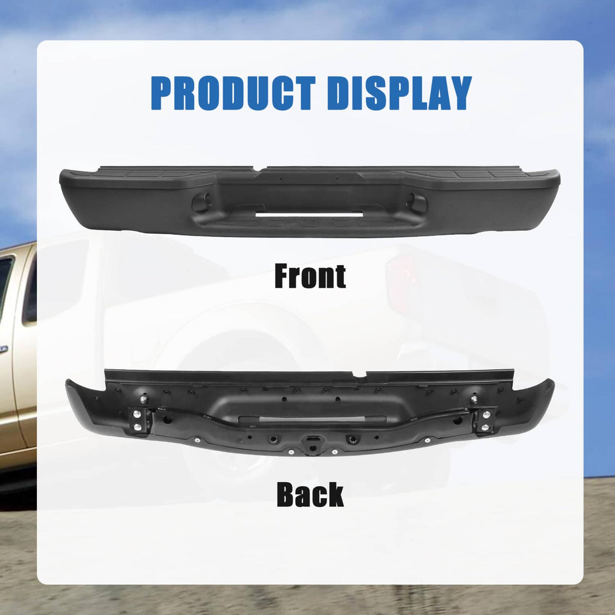 Bethesda Industrial Black Rear Step Bumper Assembly For 1998-2004 Chevrolet S10 GMC Sonoma