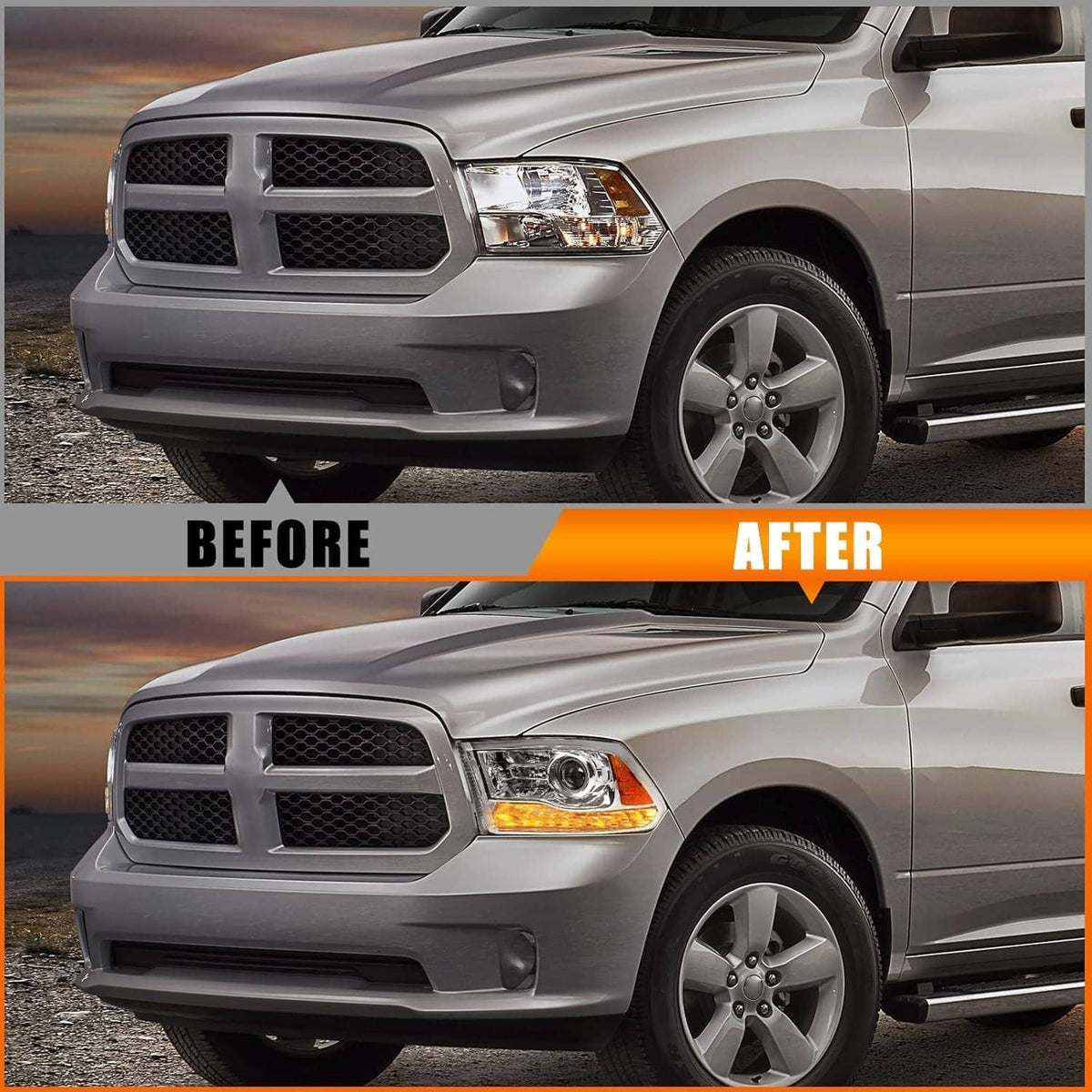 Bethesda Industrial Fit For 2009-2018 Dodge Ram 1500 2500 3500 Chrome Projector Headlights w/LED DRL