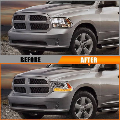 Bethesda Industrial Fit For 2009-2018 Dodge Ram 1500 2500 3500 Chrome Projector Headlights w/LED DRL
