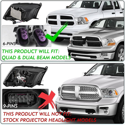 Bethesda Industrial Fit For 2009-2018 Dodge Ram 1500 2500 3500 Black Projector Headlights w/ LED DRL