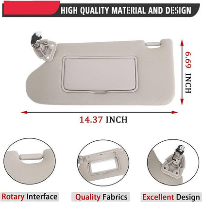 Bethesda Industrial New Pair Gray Sun Visors w/ Lighted Set For 2013-2018 Nissan Altima 2.5L 3.5L