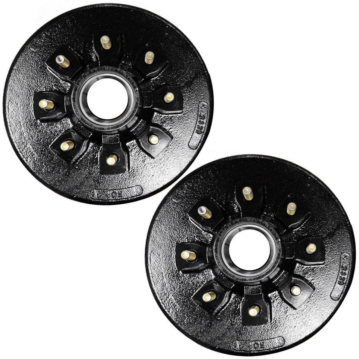 Bethesda Industrial (2) 12 in. X 2 in. Trailer Brake Hub Drum 8 on 6.5" 7000 lbs Axle 8 on 6 1/2"