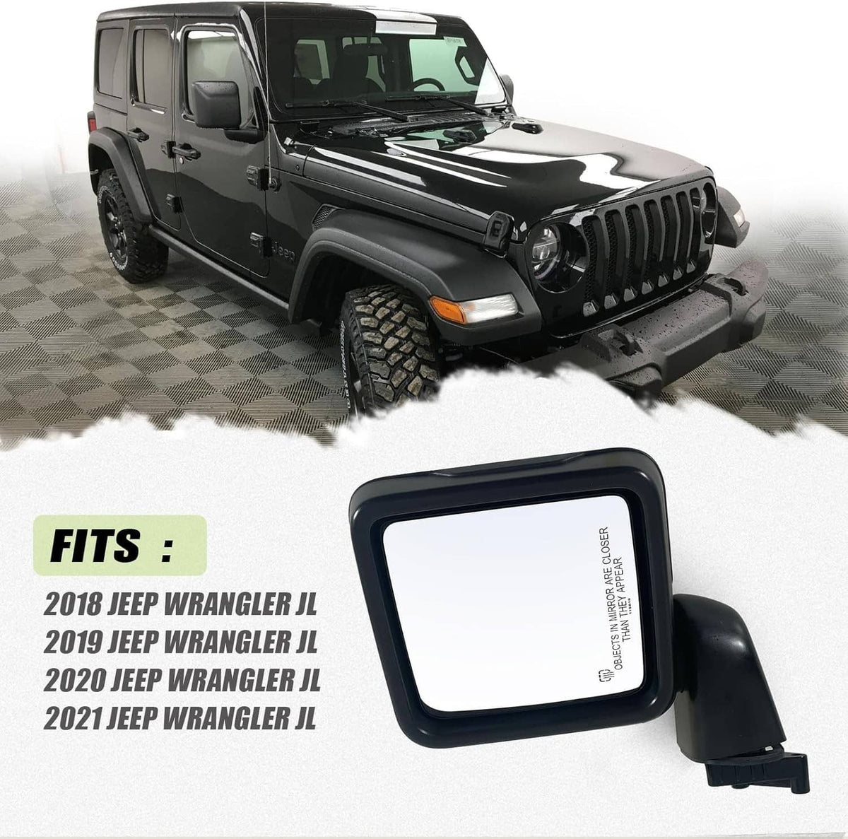 Bethesda Industrial Power Heated Rear View Mirror Passenger For Jeep Wrangler 18-24 &Gladiator 20-24