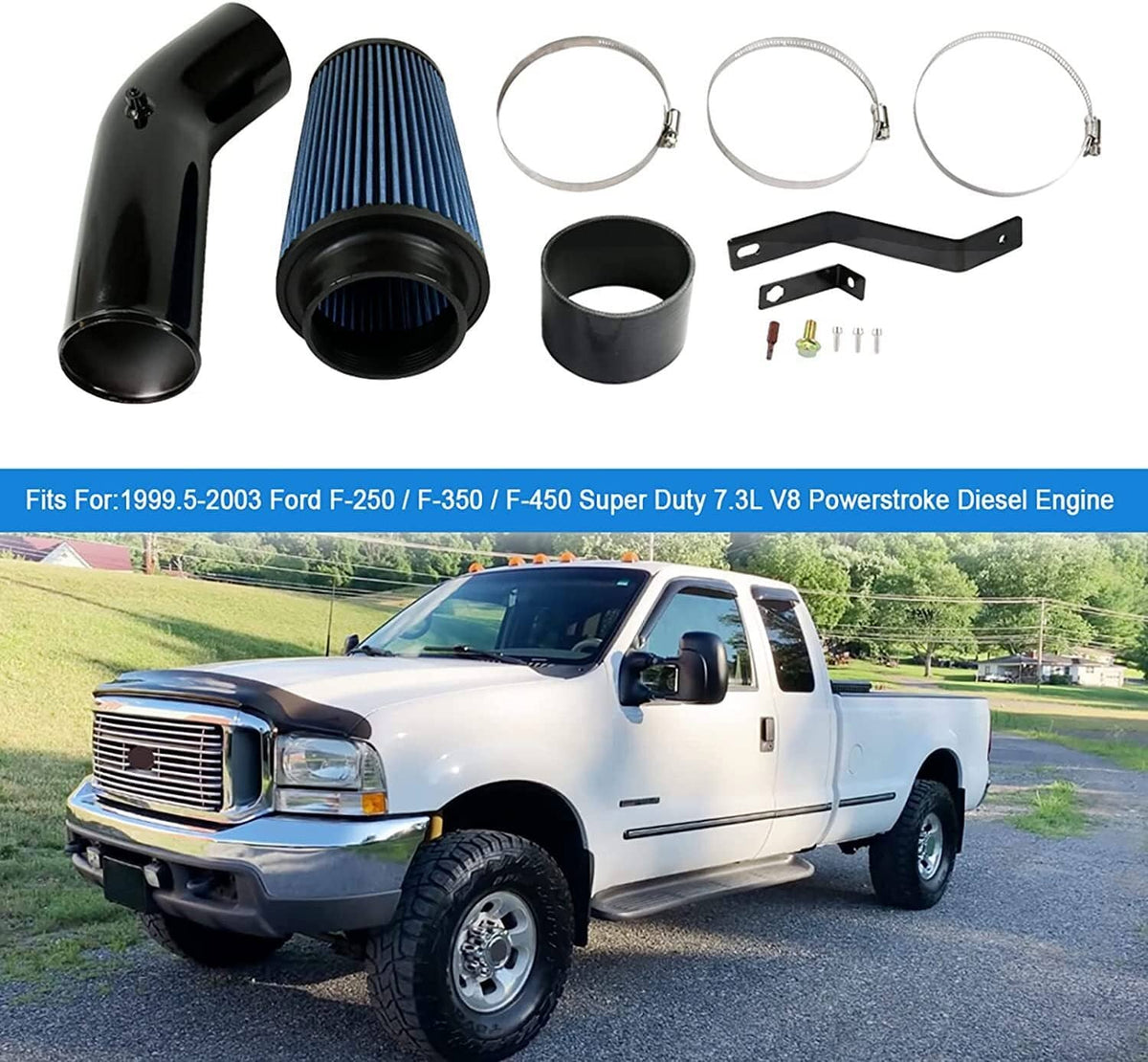 Bethesda Industrial Car Cold Air Intake Kit & Filter for 1999.5-2003 Ford F250 F350 7.3L Powerstroke
