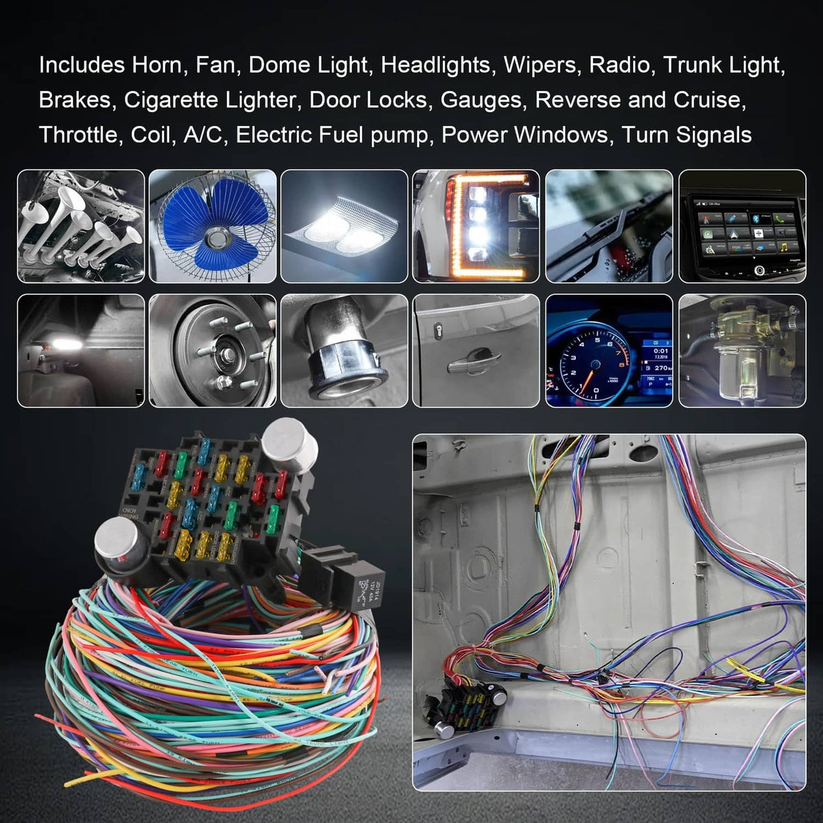 Bethesda Industrial 21 Circuit Wiring Harness Fit Chevy Ford Hotrods Universal Extra Long Wire