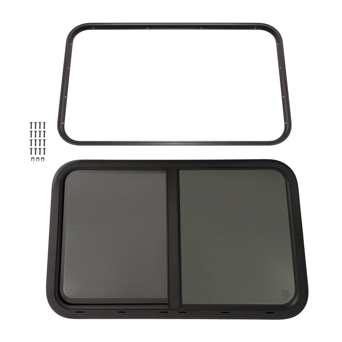 Bethesda Industrial 35"W x 22"H RV Window Horizontal Slider W/ Screen Trim Ring For RV Cargo Trailer