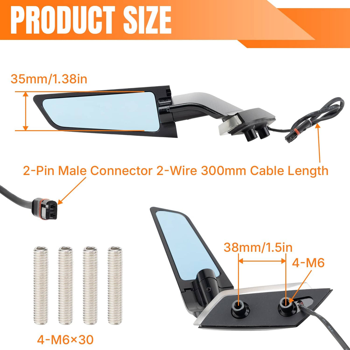 Bethesda Industrial CNC Aluminum Adjustable Wind Wing Side View Mirrors For BMW S1000RR 2019-2026