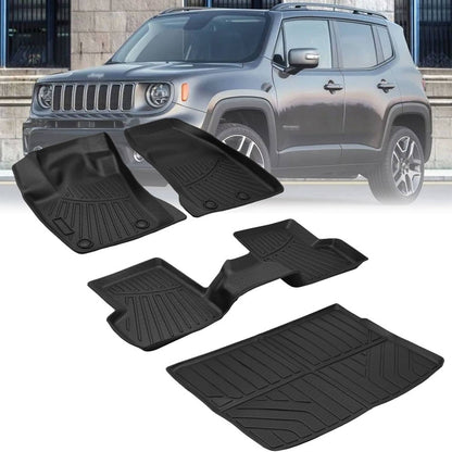 Bethesda Industrial For 2015-2023 Jeep Renegade TPE Floor Mats with Trunk Cargo Liners 3D Model 4Pcs
