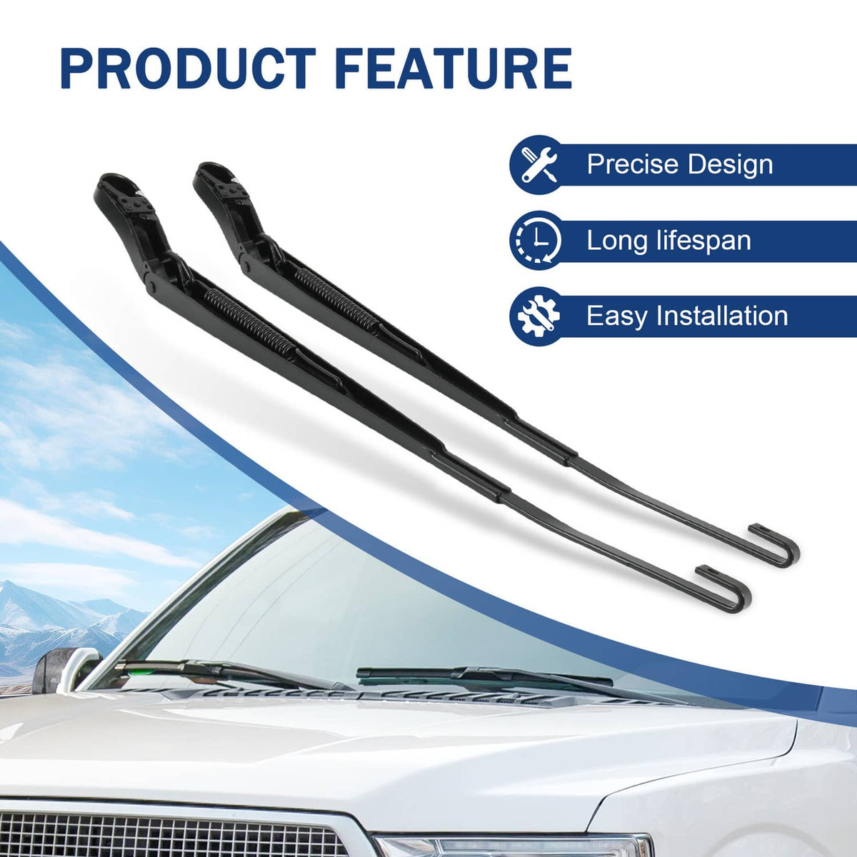 Bethesda Industrial Pair Front Windshield Wiper Arm For 15-23 Ford F150 Expedition Super Duty LH+RH