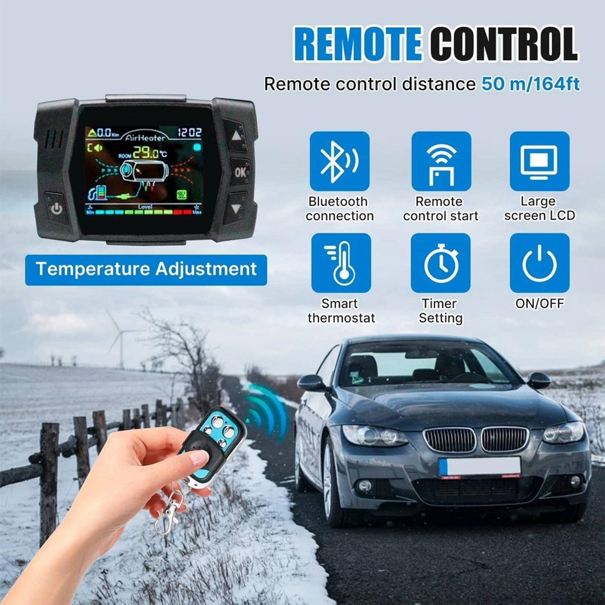 Bethesda Industrial 8KW Diesel Air Heater All in one 12V/24V 110V Bluetooth APP Remote Control Car