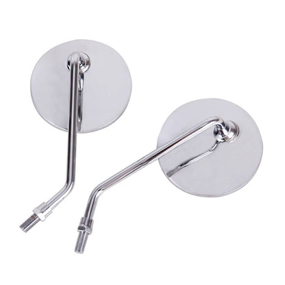 Bethesda Industrial 2Pcs Motorcycle Rearview Mirror Set M10/10mm Chrome Round Shape (Classic Style)
