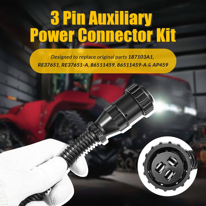 Bethesda Industrial 2Pcs 3 Pin Auxiliary Power Connector Kit 187103A1 Replace 86511459 RE37651 AP459