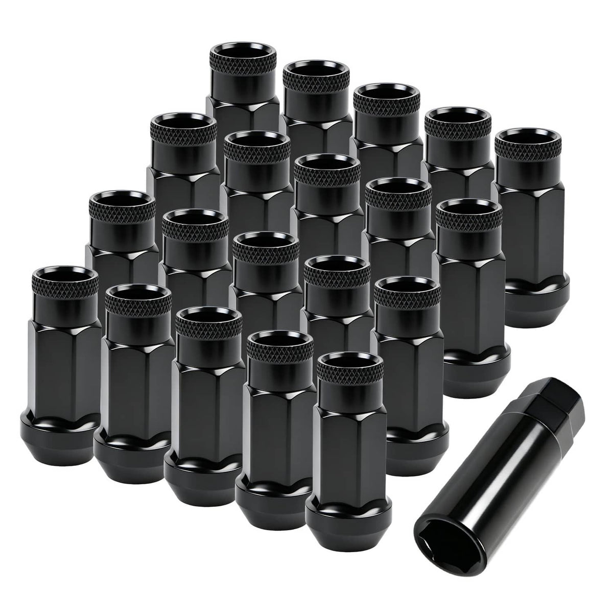 Bethesda Industrial 20Pcs M12x1.5mm Extended Steel Open Ended wheel Lug Nuts For Toyota Honda Black