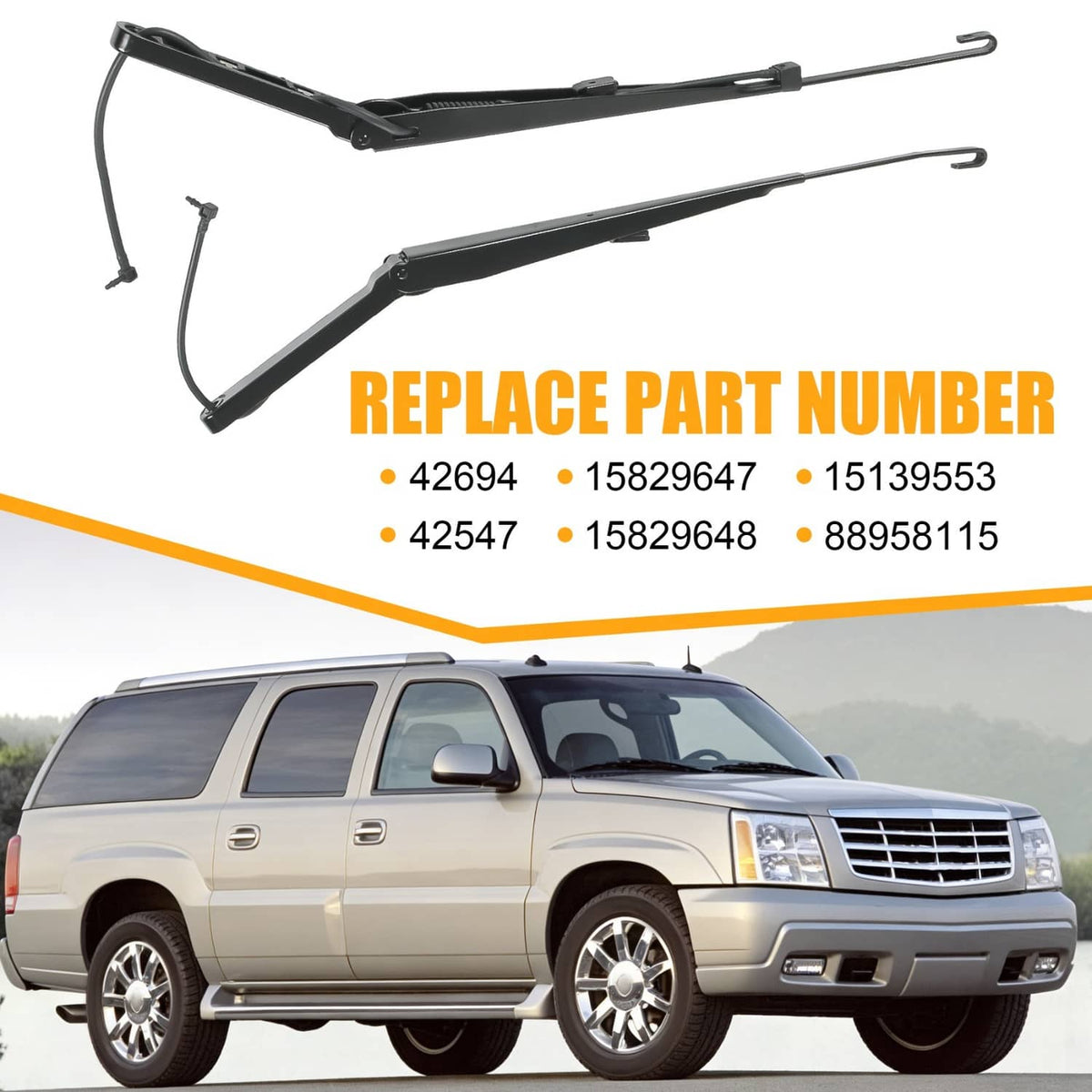 Bethesda Industrial Windshield Wiper Arms Fit 99-07 Chevy Silverado Suburban Tahoe GMC Sierra Yukon