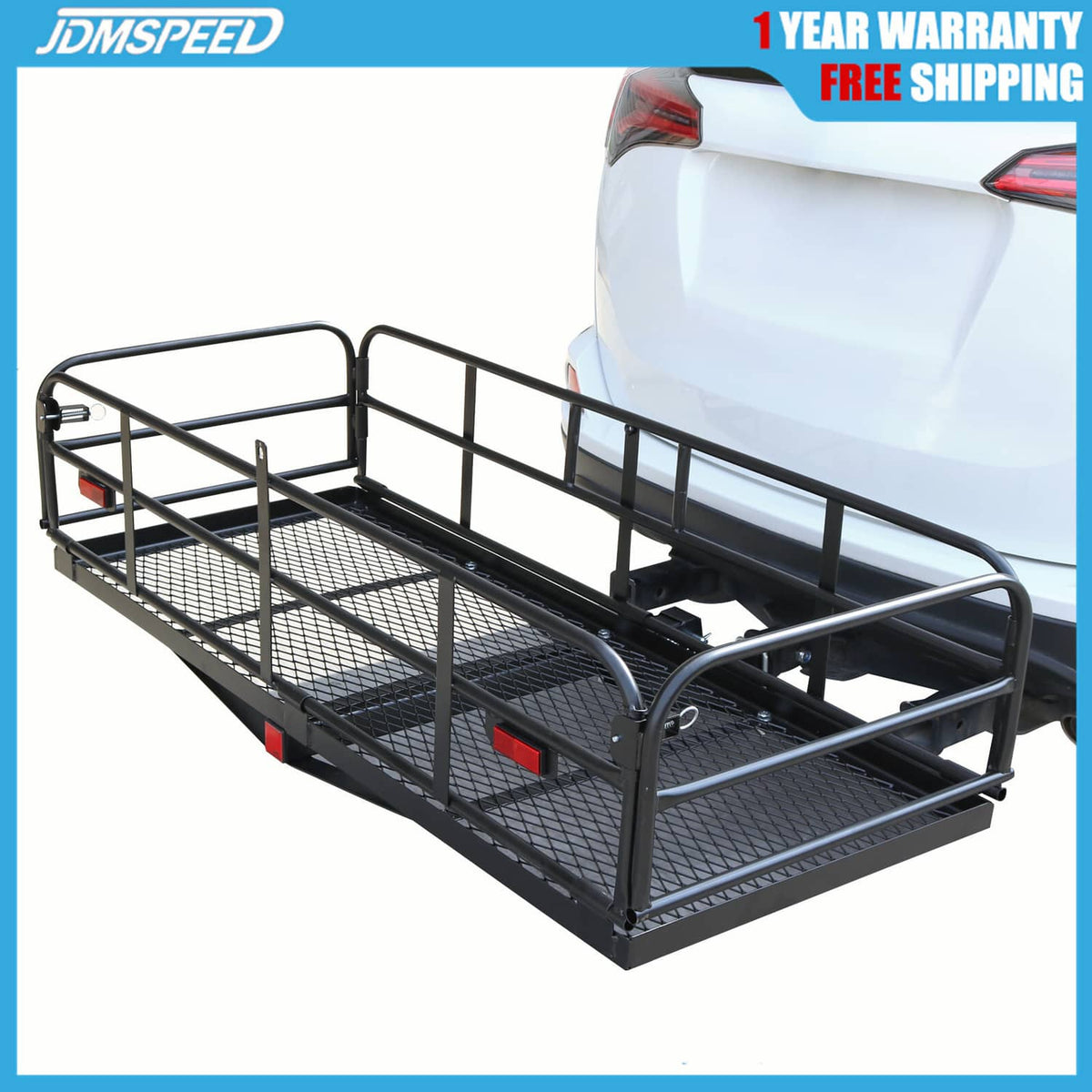 Bethesda Industrial 500lbs Car SUV Folding Rack Cargo Basket Trailer Hitch Mount Luggage Carrier New