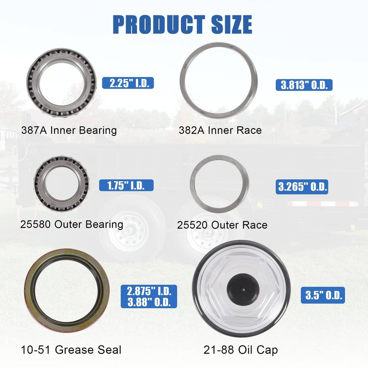 Bethesda Industrial Trailer Bearing Kit For Dexter 10K GD 10-51 Seal Axle After 2009 9-123 8-415