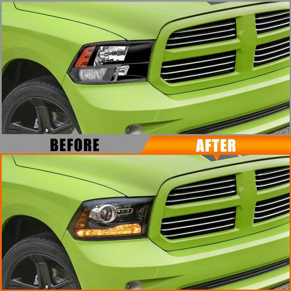 Bethesda Industrial Fit For 2009-2018 Dodge Ram 1500 2500 3500 Black Projector Headlights w/ LED DRL