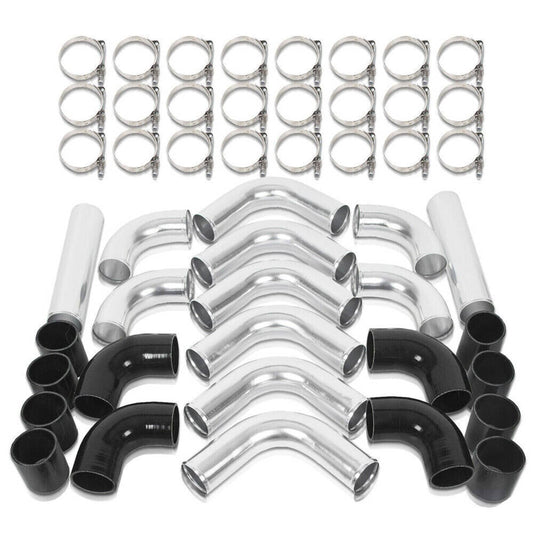 Bethesda Industrial 3" Universal Aluminum Turbo Intercooler Elbow Pipe Kit + Silicone Hose + Clamp