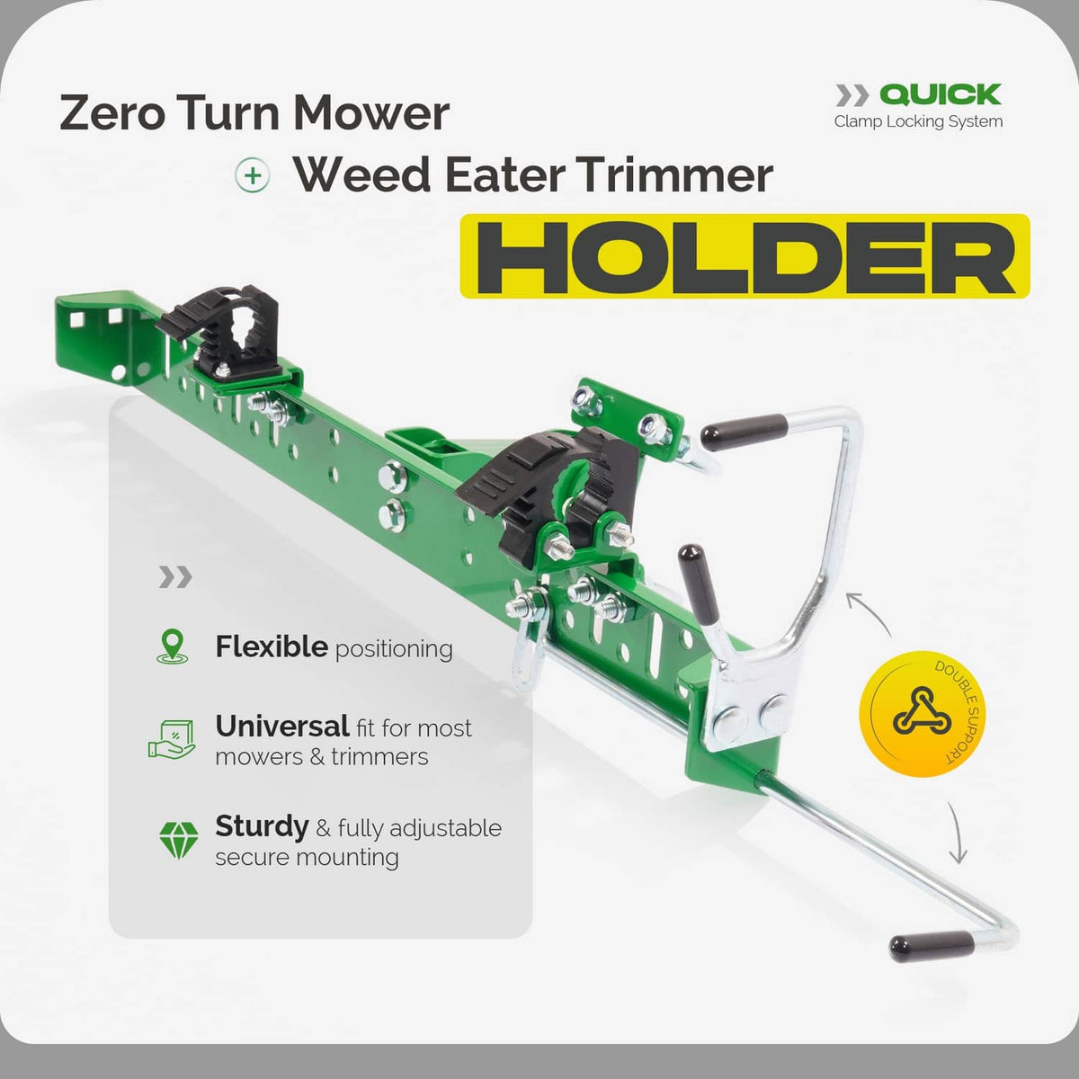 Bethesda Industrial Roll Bar Trimmer Rack Holder For Quick Clamp Locking Zero Turn 1" 2" Lawn Mower