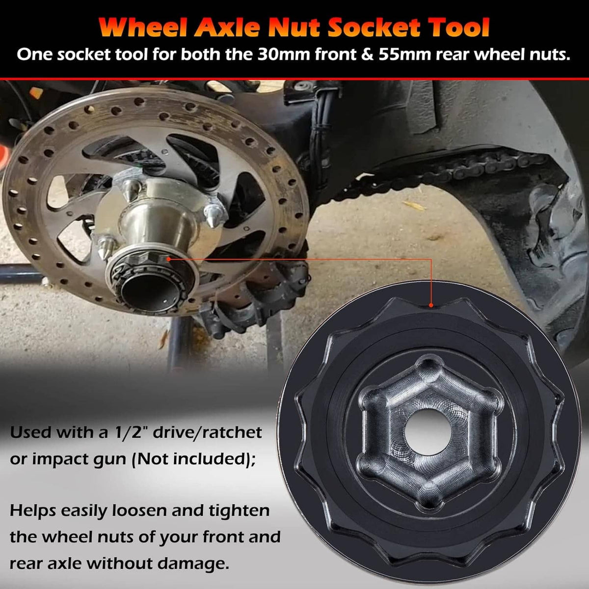 Bethesda Industrial Front Rear Wheel Axle Nut Socket Tool for Ducati ATVs Super Bike 1098 1198 1199