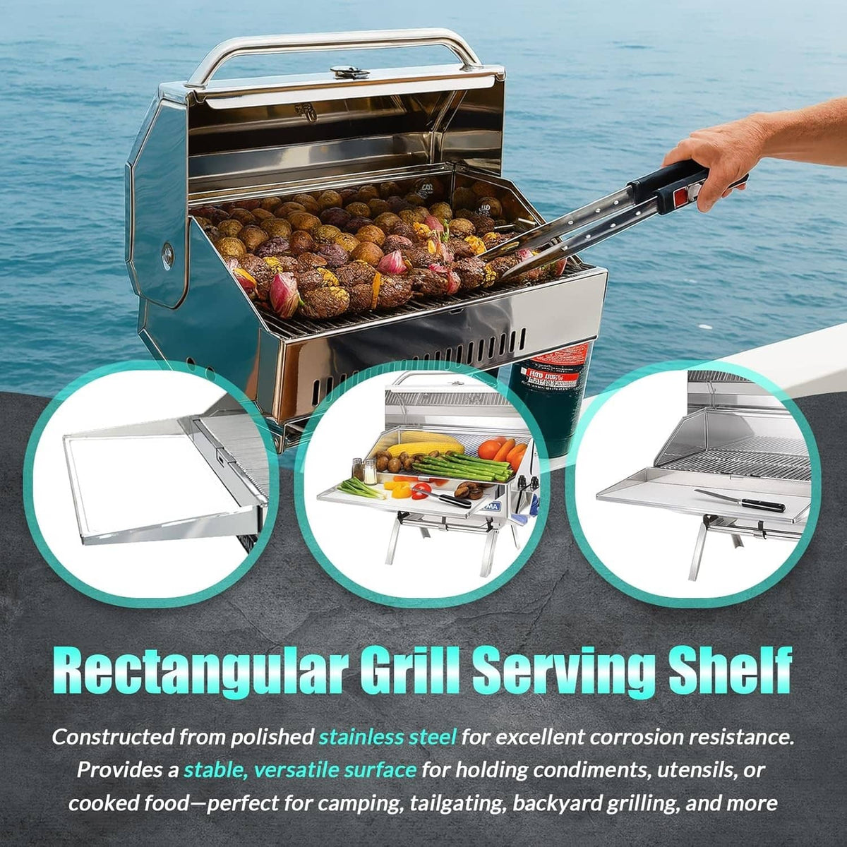 Bethesda Industrial A10-902 Rectangular Grill Serving Shelf w/ Removable Cutting Board for 9” x 18"