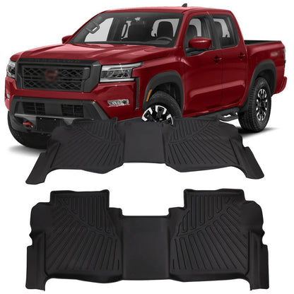 Bethesda Industrial Floor Mats for 2022-2025 Nissan Frontier Crew Cab All Weather TPE 3PCS Liner Set