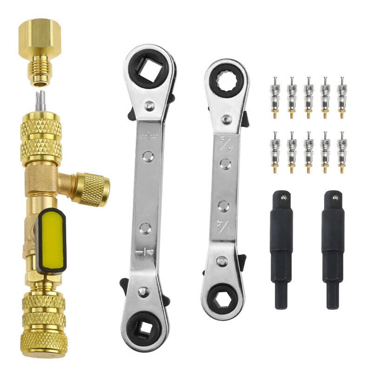 Bethesda Industrial Valve Core Remover Installer Tool & HVAC Service Wrench with Hex Bit Adapter Kit