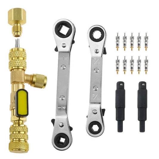 Bethesda Industrial Valve Core Remover Installer Tool & HVAC Service Wrench with Hex Bit Adapter Kit