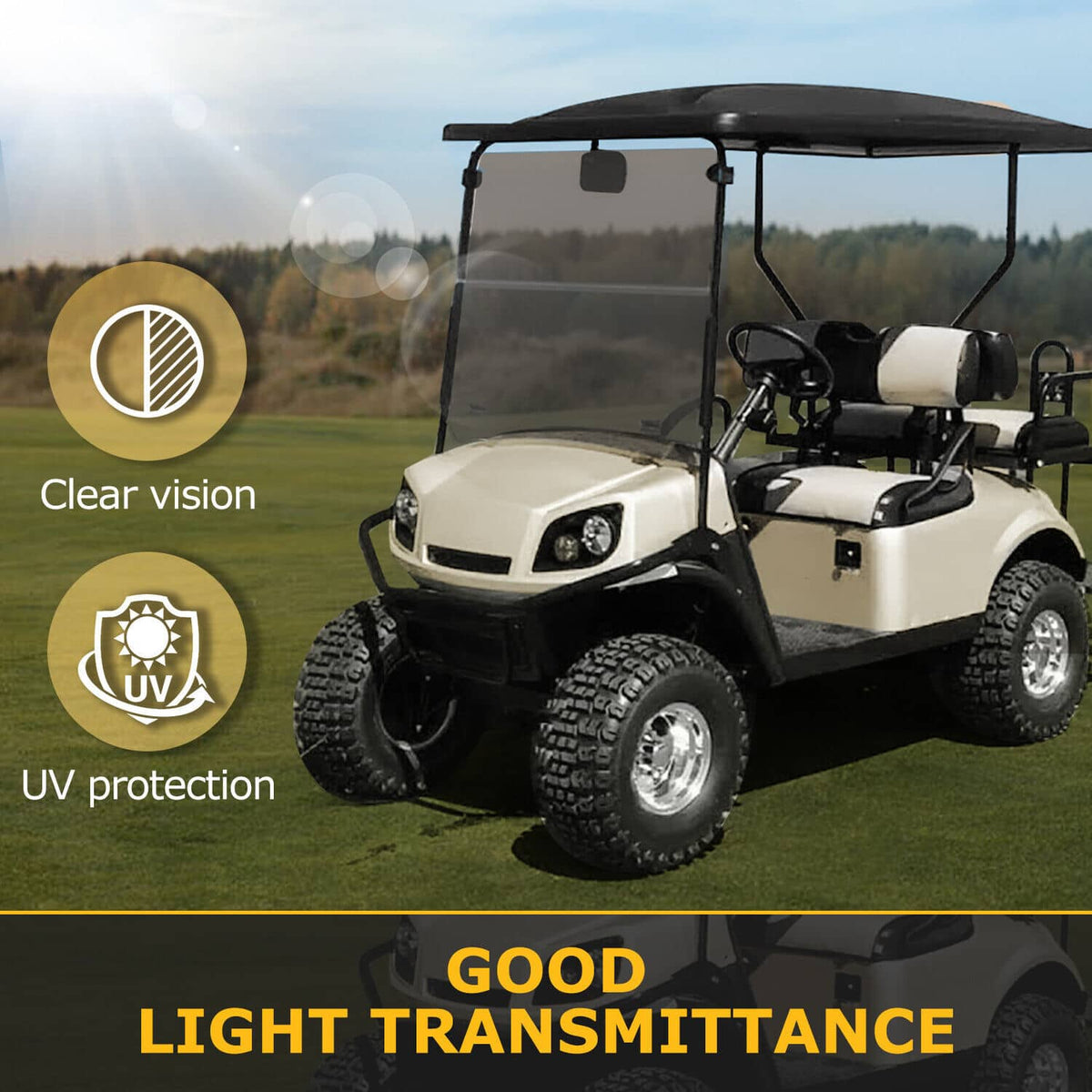 Bethesda Industrial Front Folding Tinted Windshield Windscreen For EZGO Express S4 L4 Golf Cart