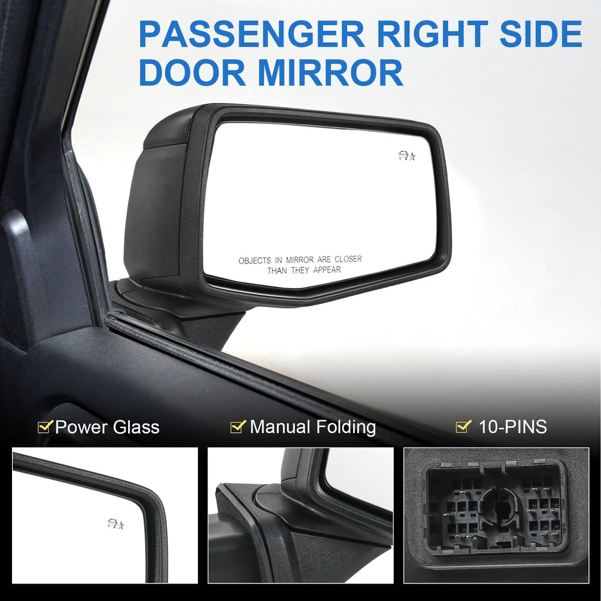 Bethesda Industrial Passenger Right Side Door Mirror for 2019-24 Chevy Silverado 1500 W/Heated Power