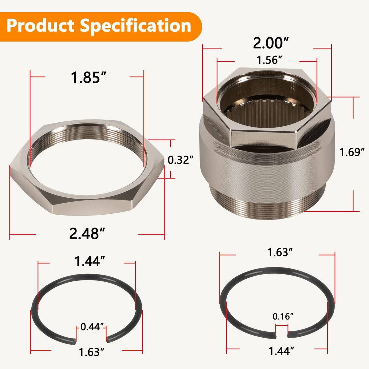Bethesda Industrial Rear Axle Lock Jam Nut for Honda TRX300EX TRX400EX TRX250X 450R ATC250R ATC350X